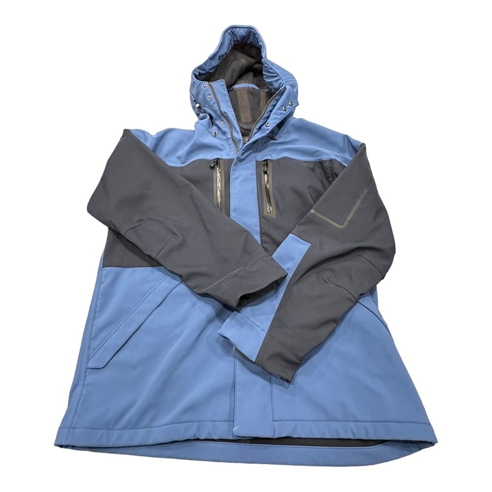Vineyard Vines Performance Jacket Mens L Blue Grey Hooded Softshell Fleece Lined